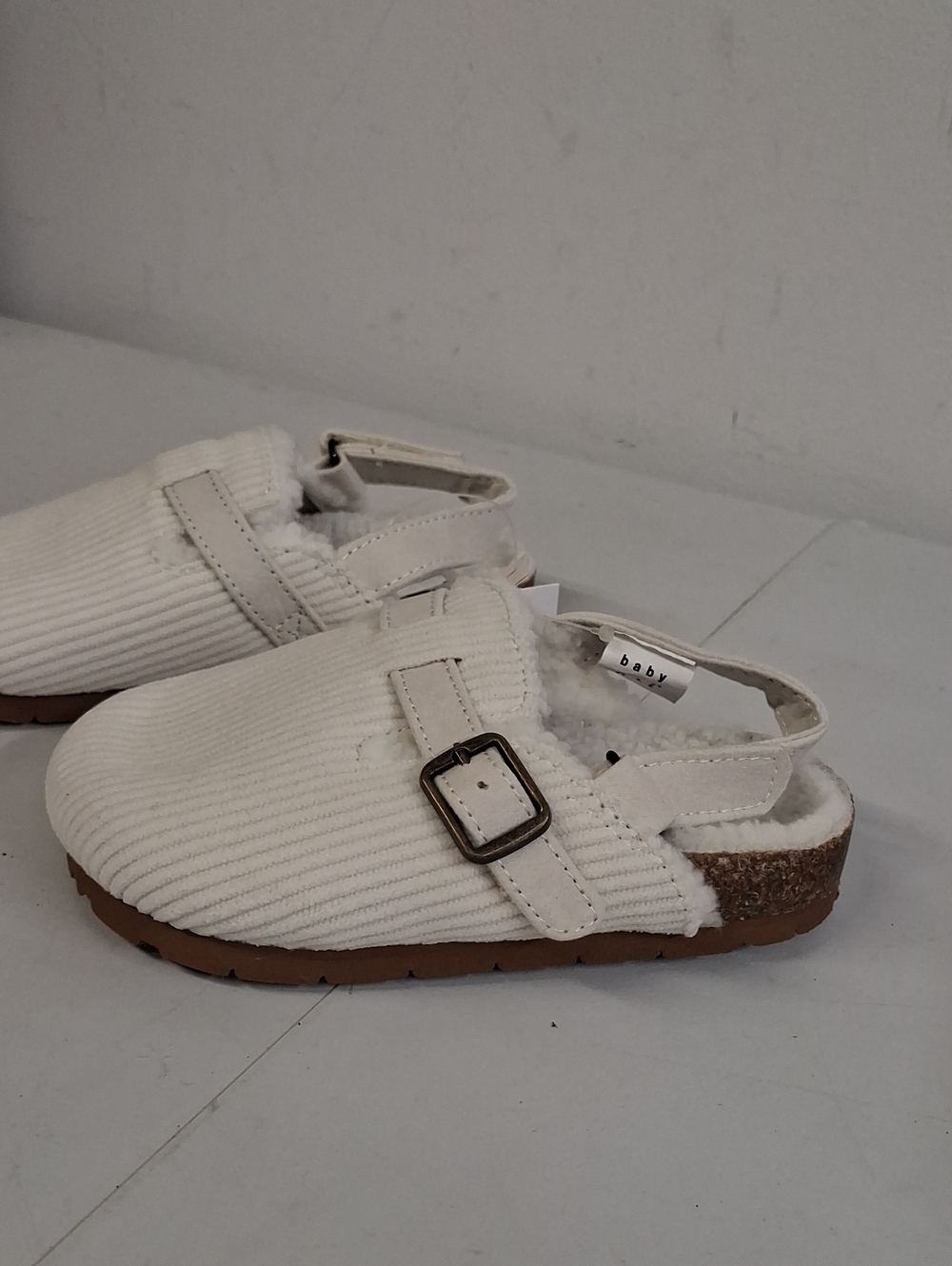 NWT Kids Baby Gap Cream Corduroy Slip-On Clog Sandles with Buckle